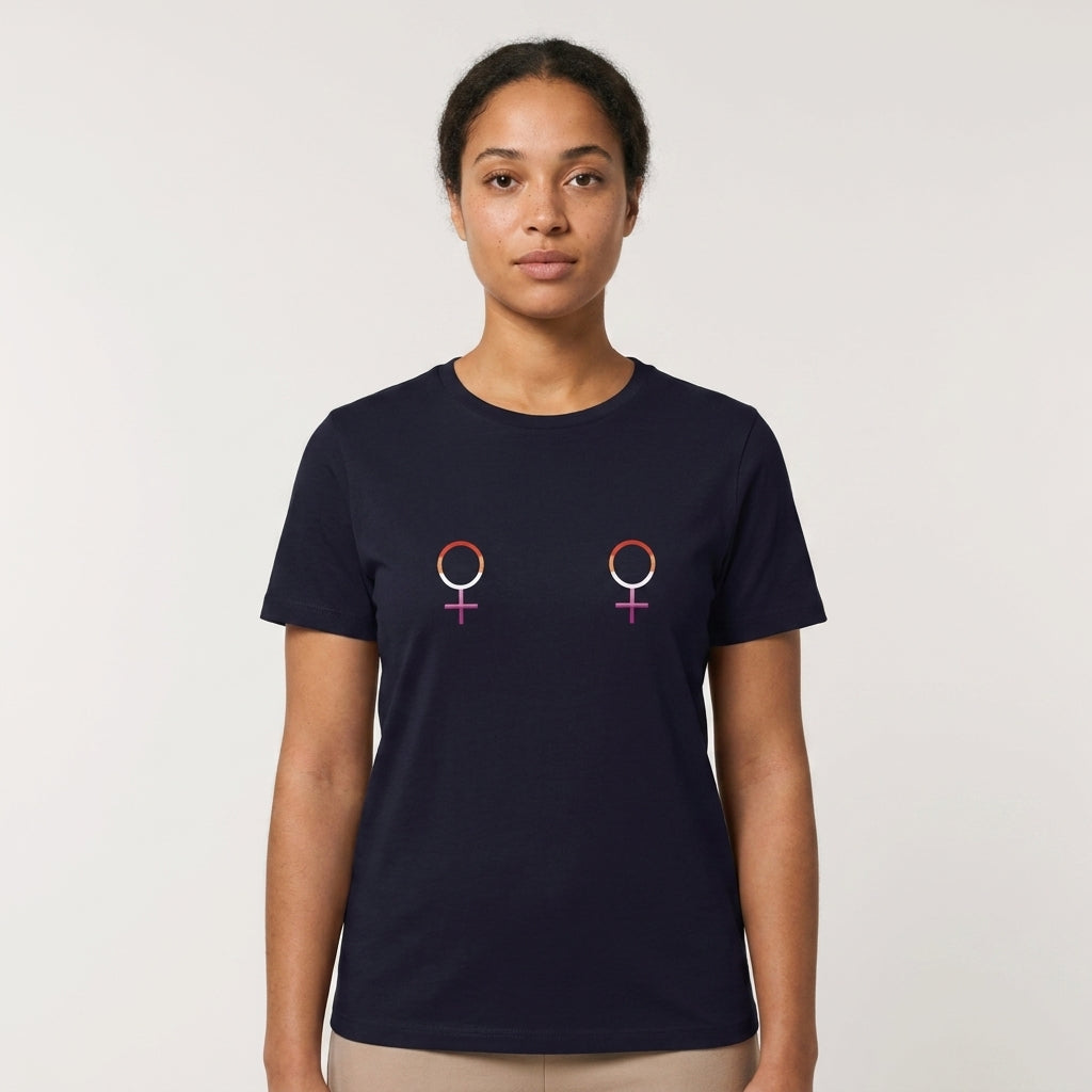 Pride Lesbian Venus Symbols Organic Graphic Dark T-Shirt