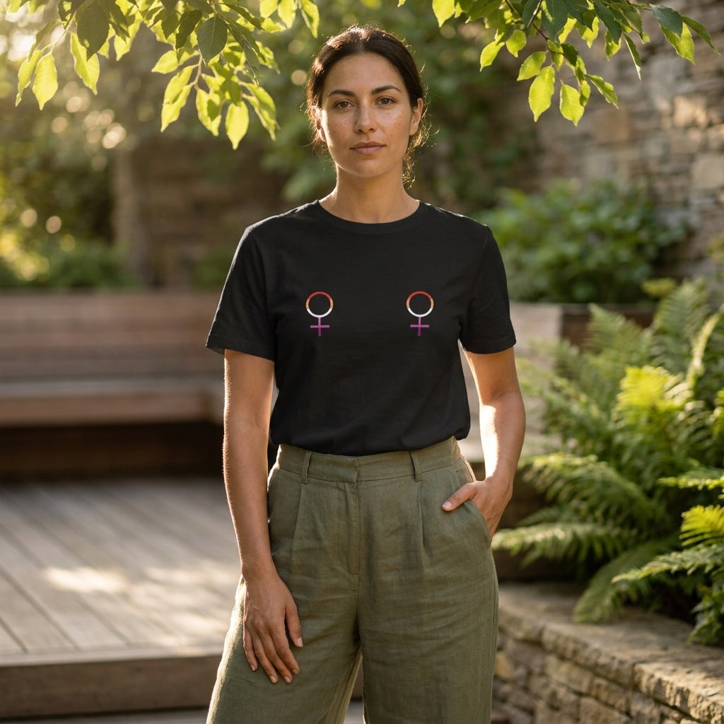 Pride Lesbian Venus Symbols Organic Graphic Dark T-Shirt