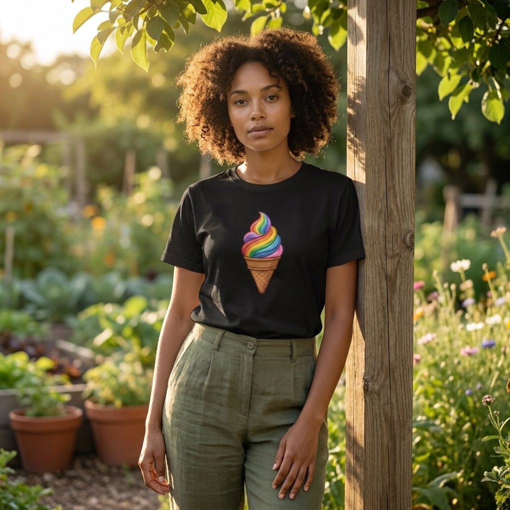 Pride Vibrant Rainbow Soft Serve Organic T-Shirt