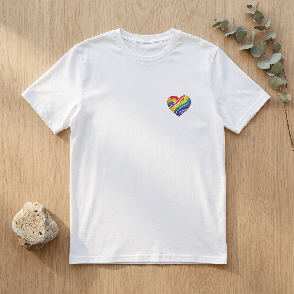 Pride Minimalist Rainbow Heart Organic Cotton T-Shirt