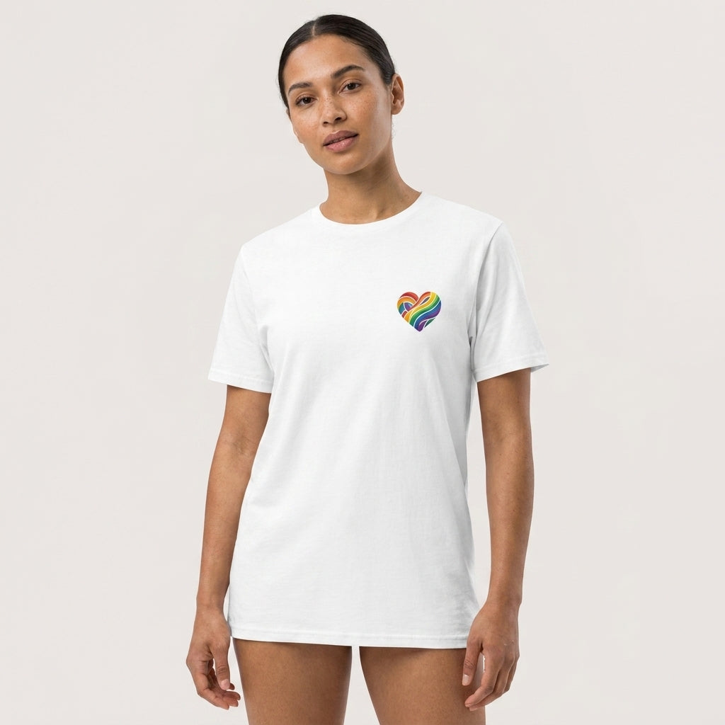 Pride Minimalist Rainbow Heart Organic Cotton T-Shirt