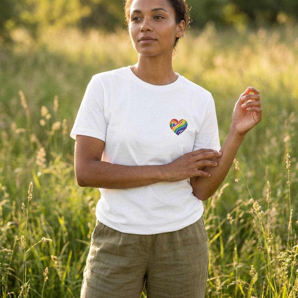 Pride Minimalist Rainbow Heart Organic Cotton T-Shirt
