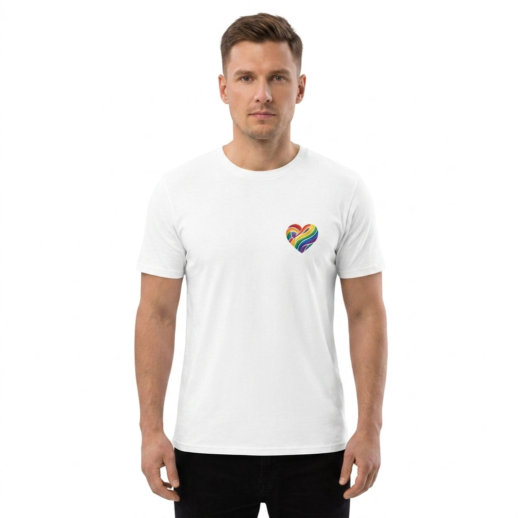 Pride Minimalist Rainbow Heart Organic Cotton T-Shirt