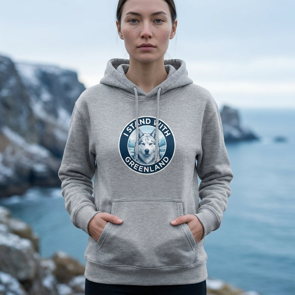 I Stand With Greenland Hoodie - Unisex Cotton Blend Sweatshirt