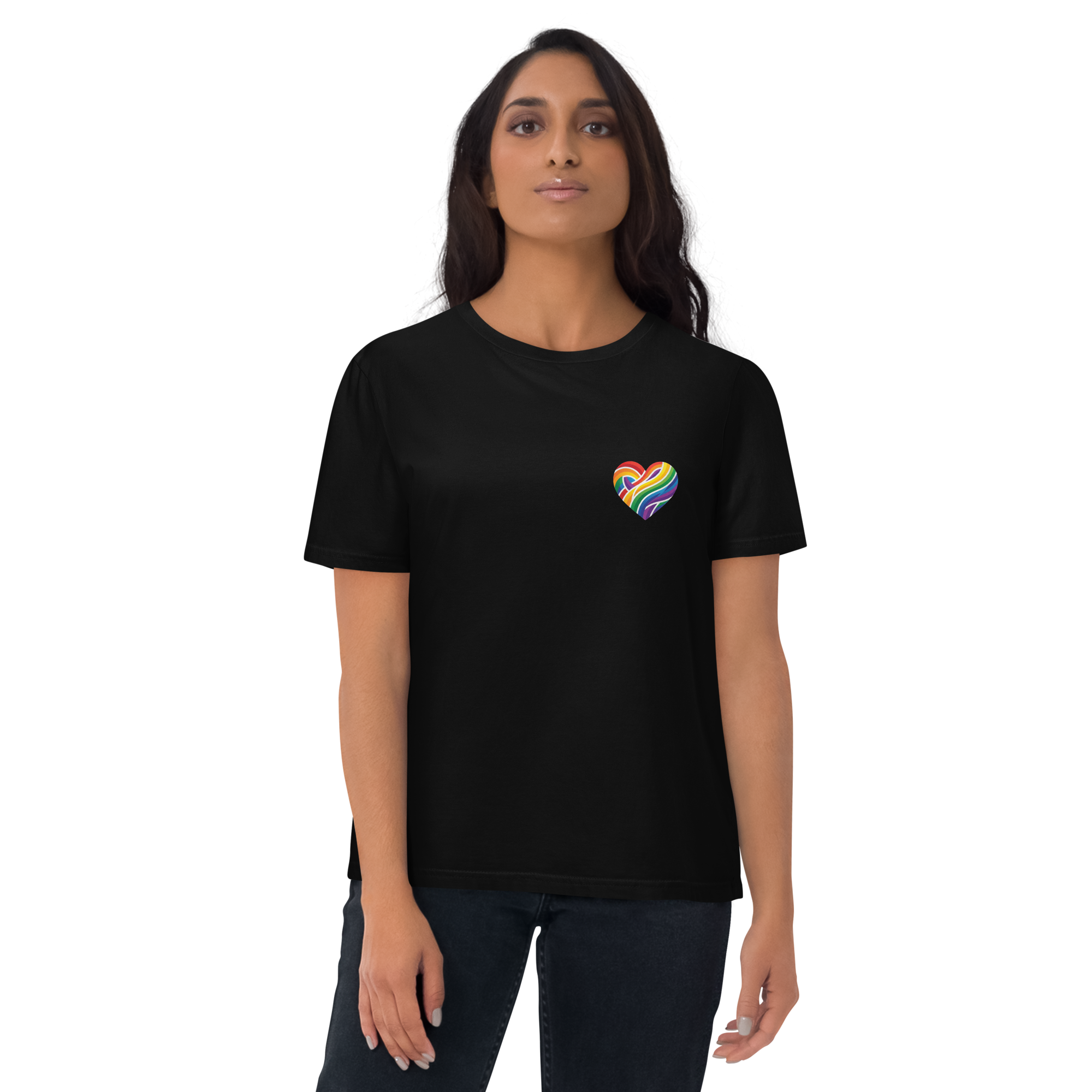 Pride Minimalist Rainbow Heart Organic Cotton T-Shirt