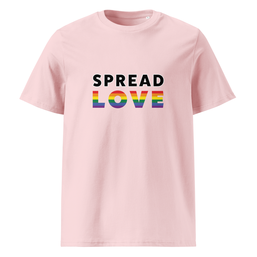 Pride Spread Love Rainbow Typography Organic T-Shirt