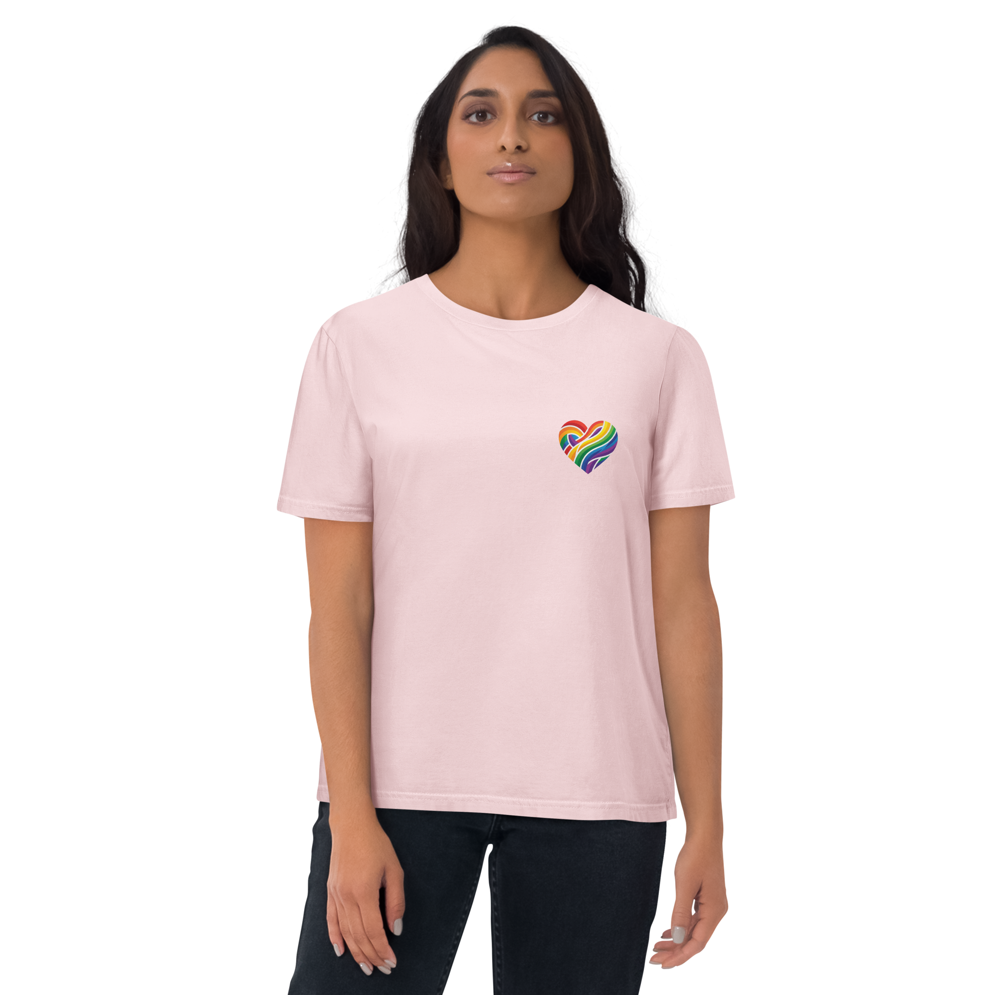 Pride Minimalist Rainbow Heart Organic Cotton T-Shirt