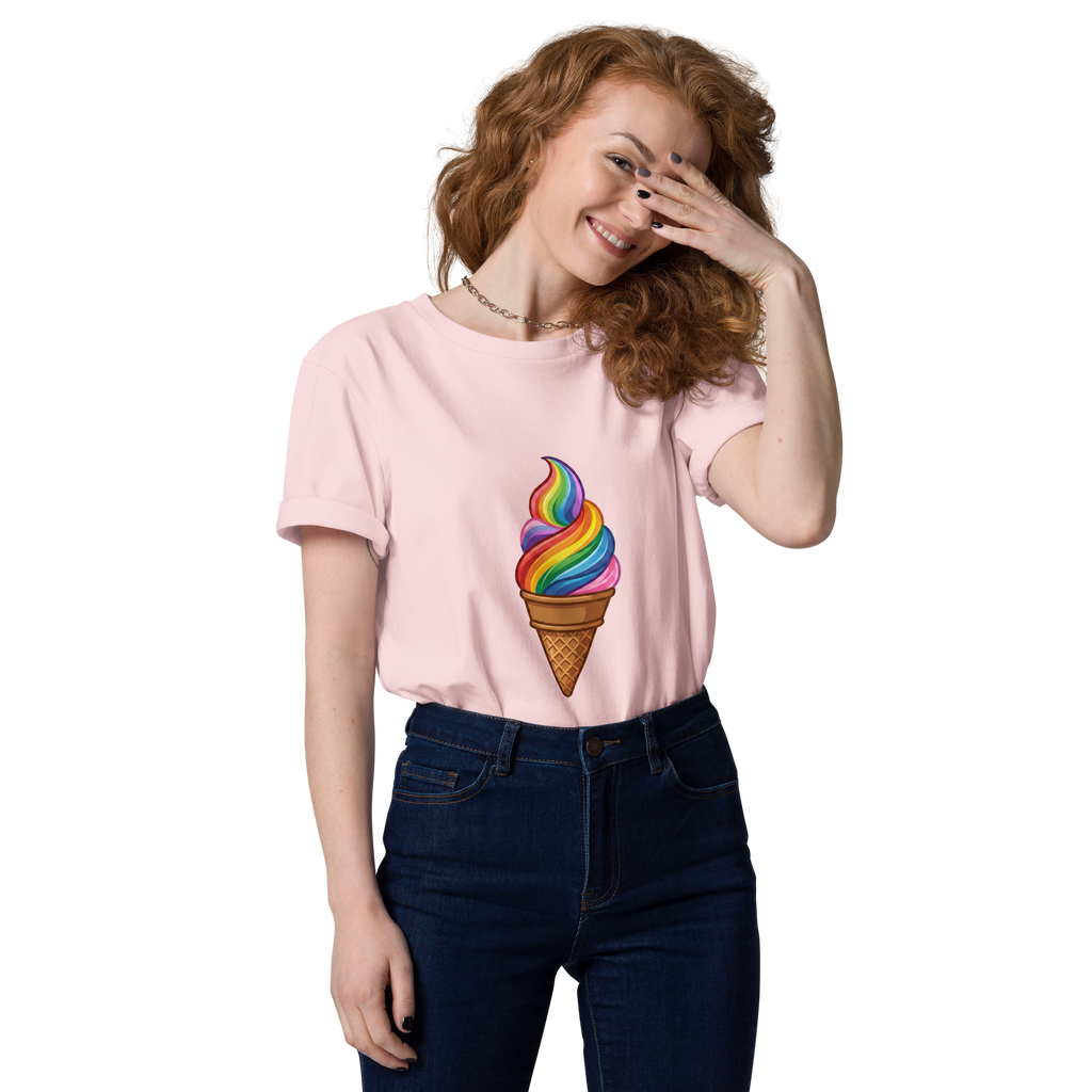 Pride Vibrant Rainbow Soft Serve Organic T-Shirt