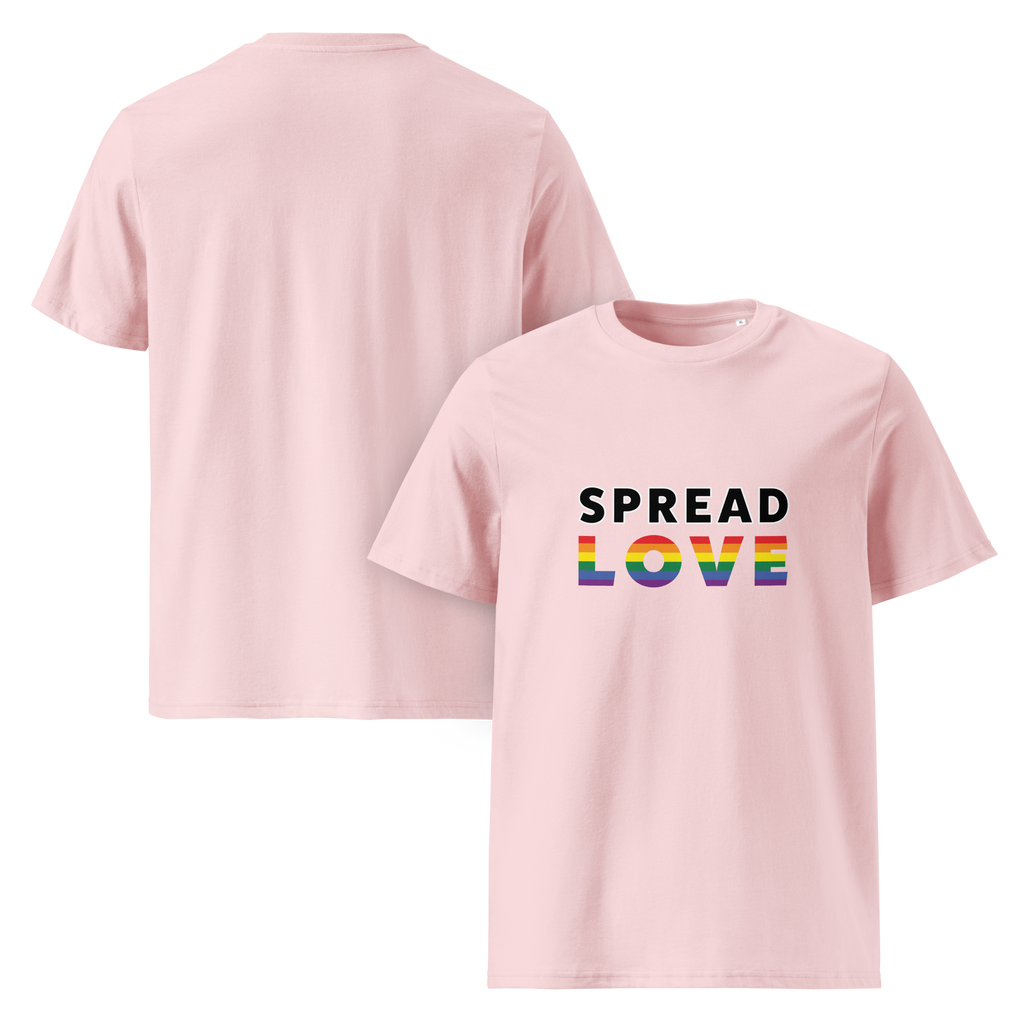 Pride Spread Love Rainbow Typography Organic T-Shirt