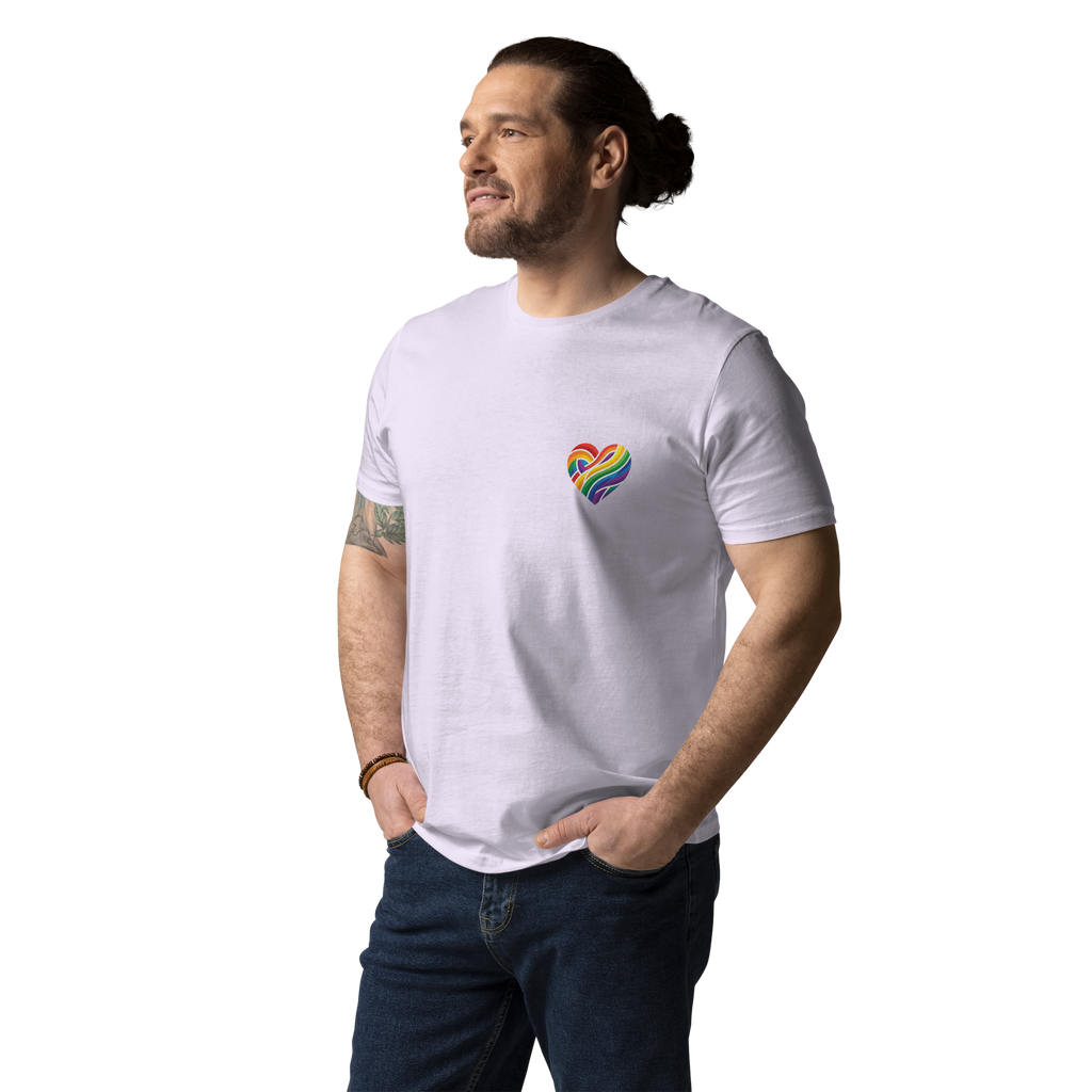 Pride Minimalist Rainbow Heart Organic Cotton T-Shirt