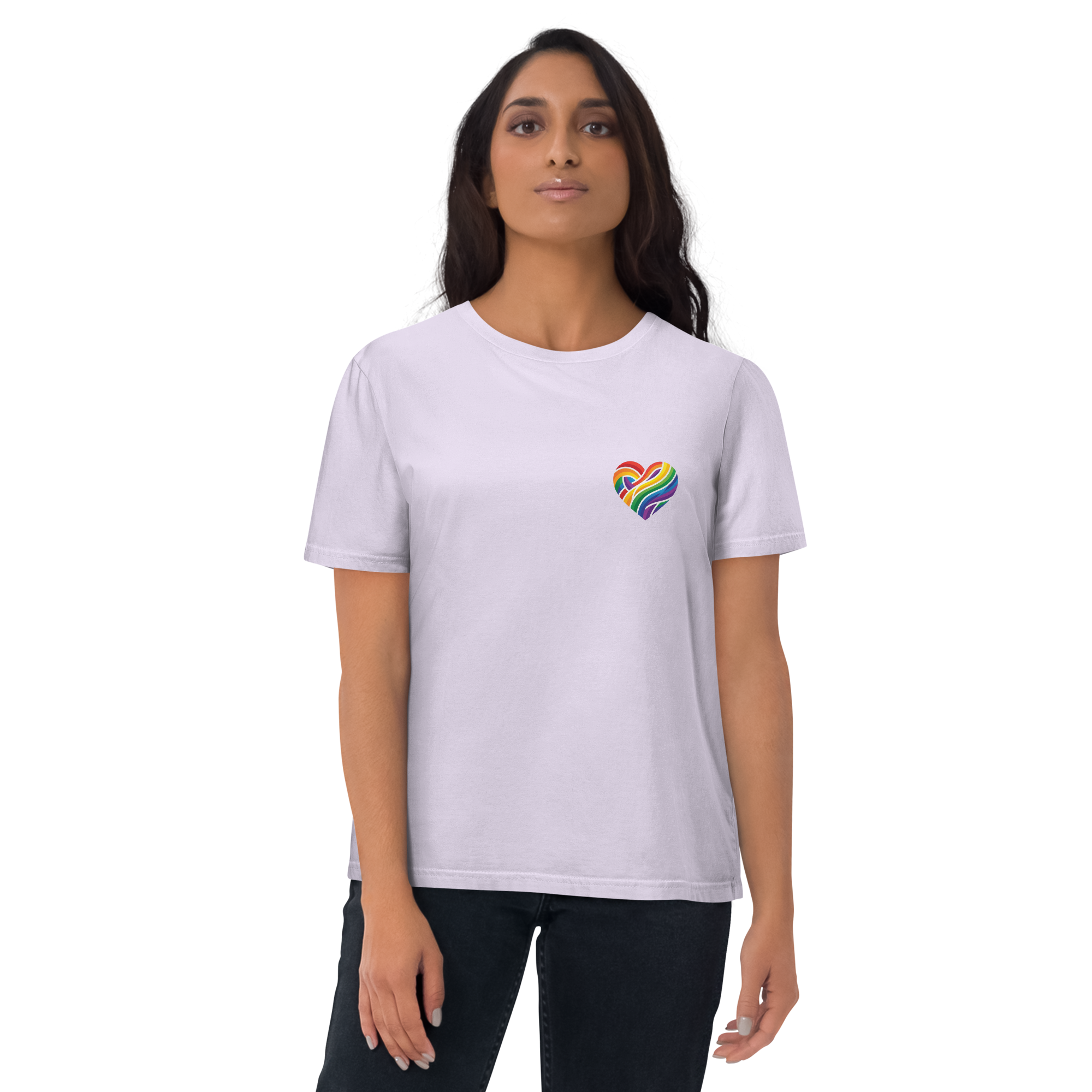 Pride Minimalist Rainbow Heart Organic Cotton T-Shirt