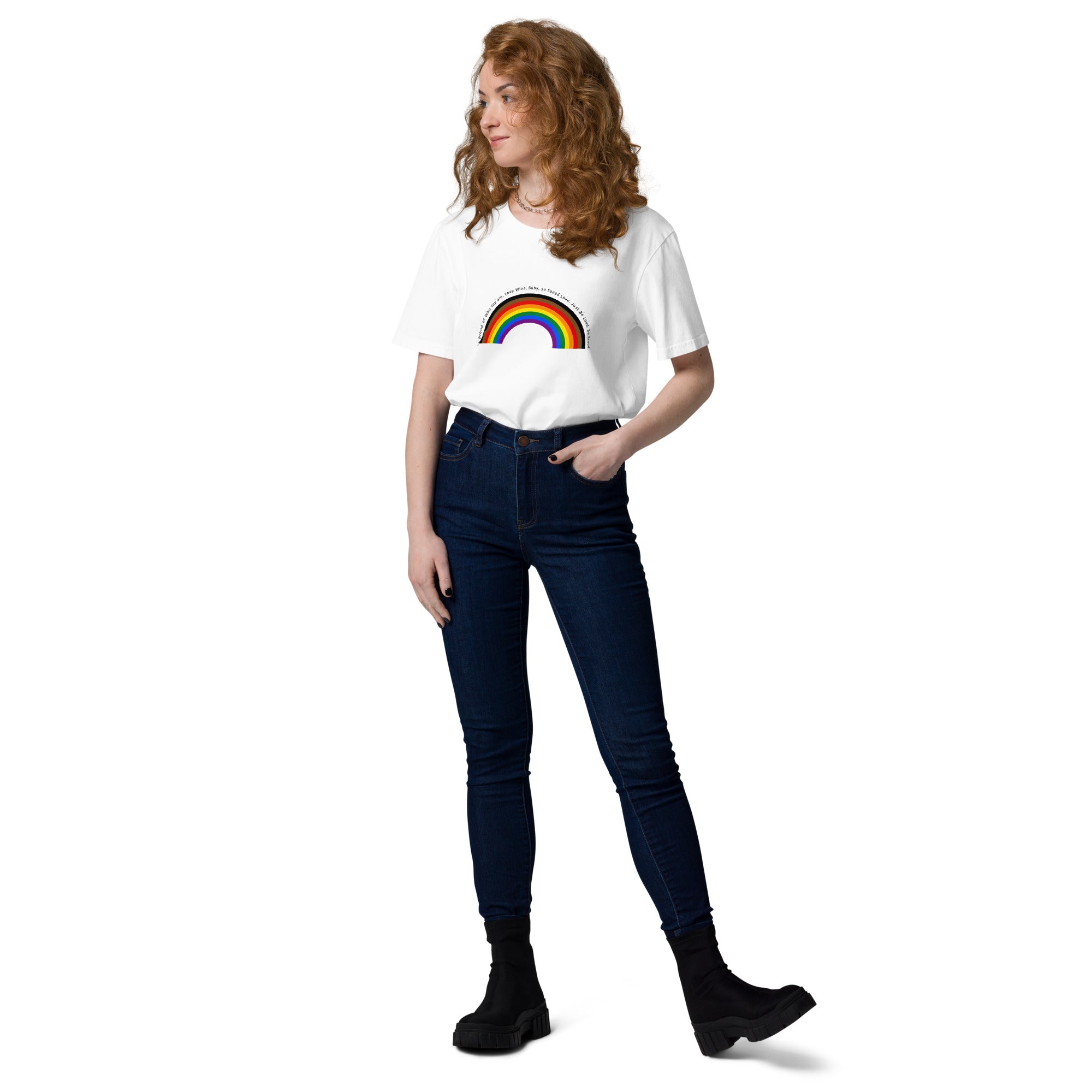 Pride Love Wins Progress Rainbow Arch Organic T-Shirt