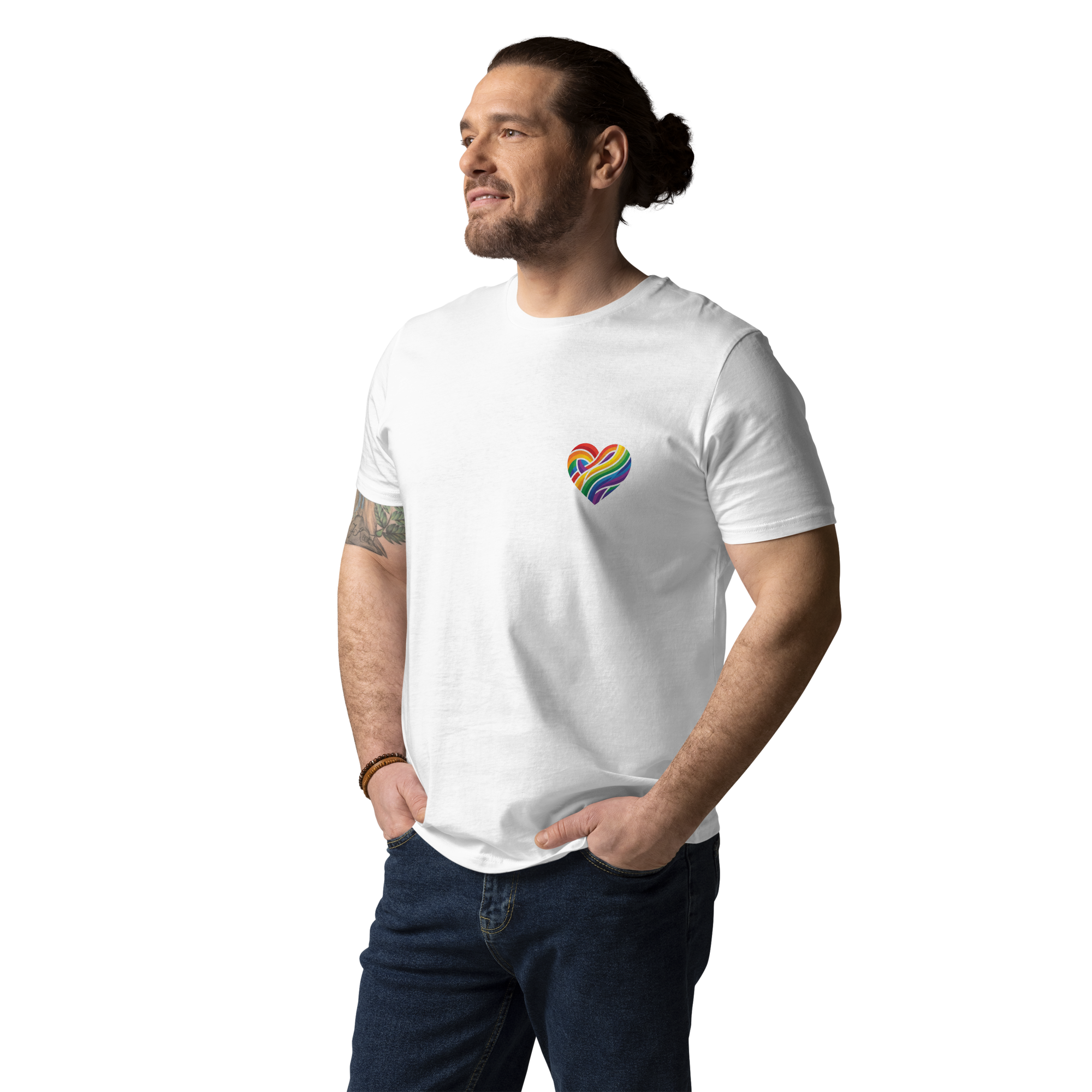 Pride Minimalist Rainbow Heart Organic Cotton T-Shirt