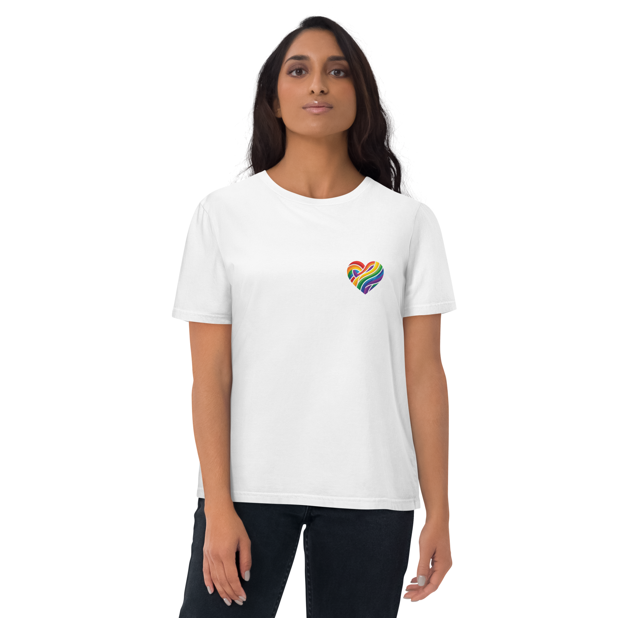 Pride Minimalist Rainbow Heart Organic Cotton T-Shirt