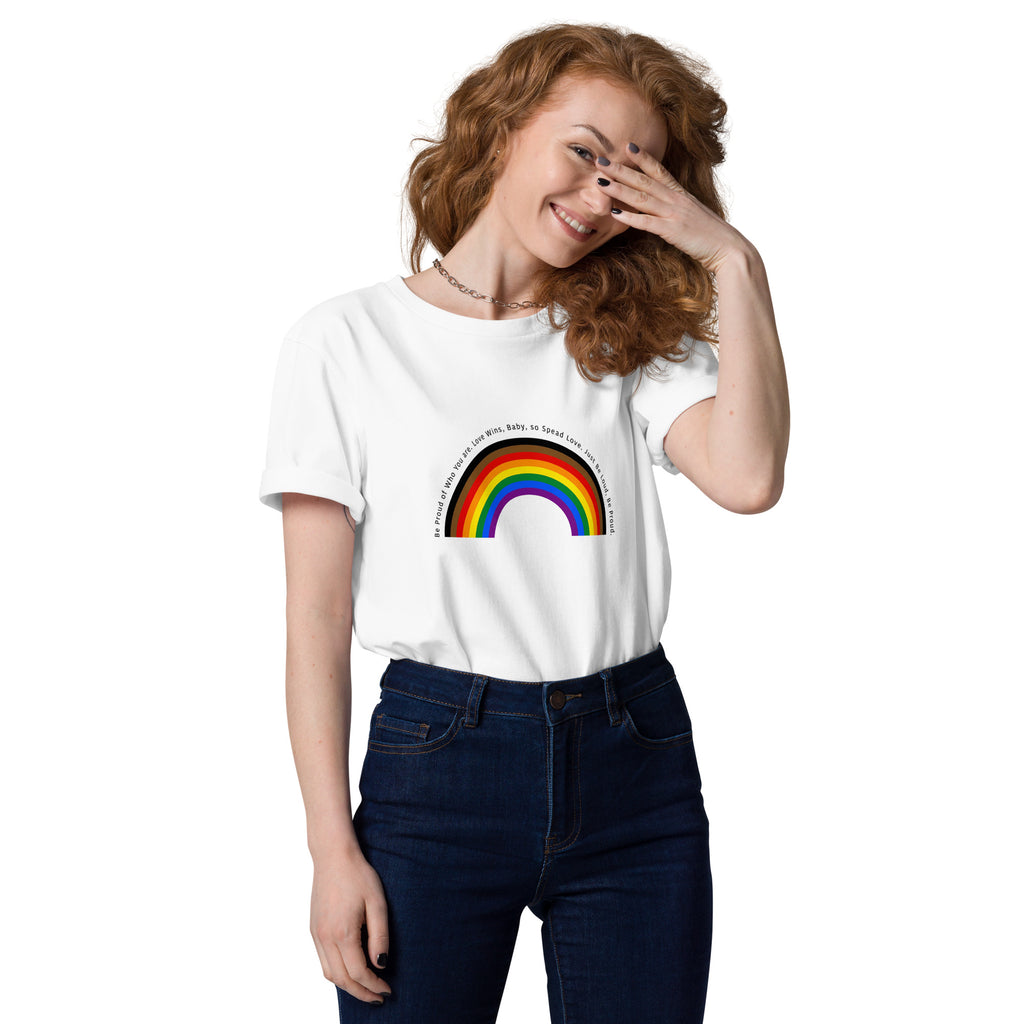 Pride Love Wins Progress Rainbow Arch Organic T-Shirt